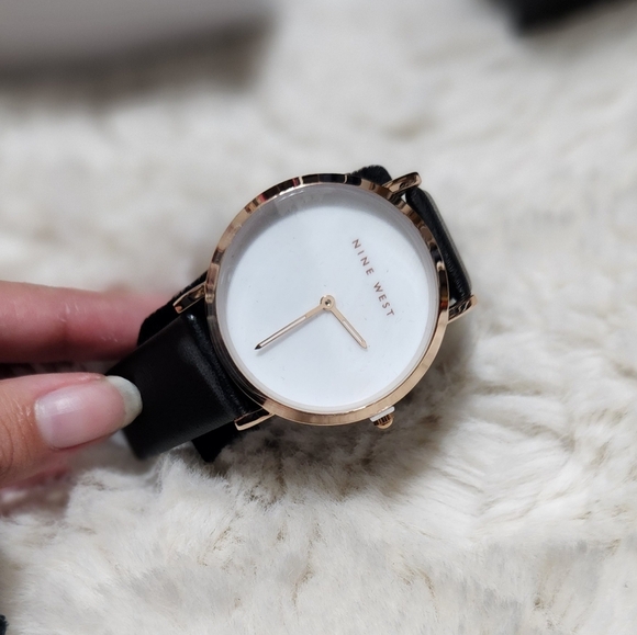 All Stainless Steel Black Rose Gold Nine West Watch - Picture 2 of 5